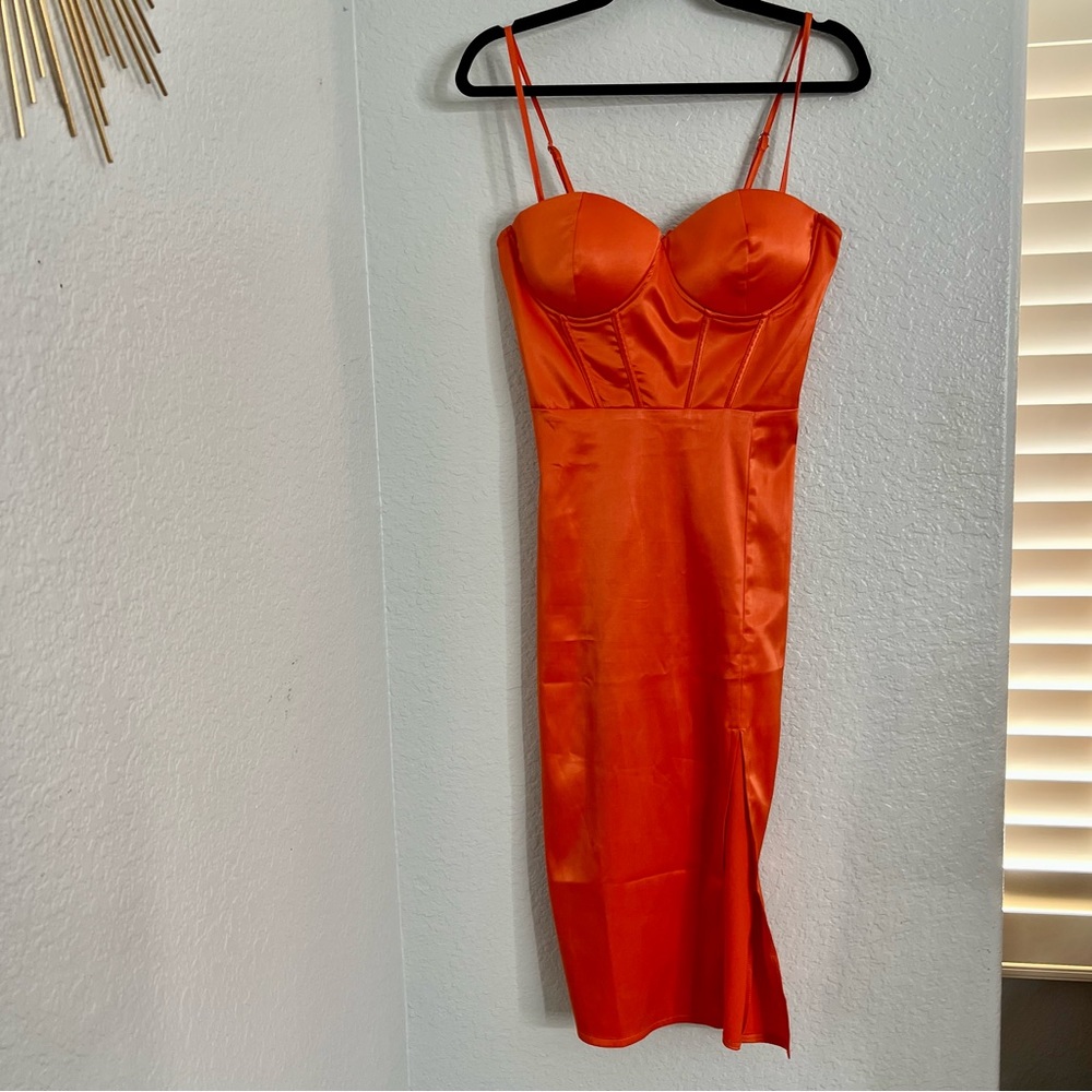 Shein Orange body con Cocktail Dress with built in bra - Picture 11 of 13